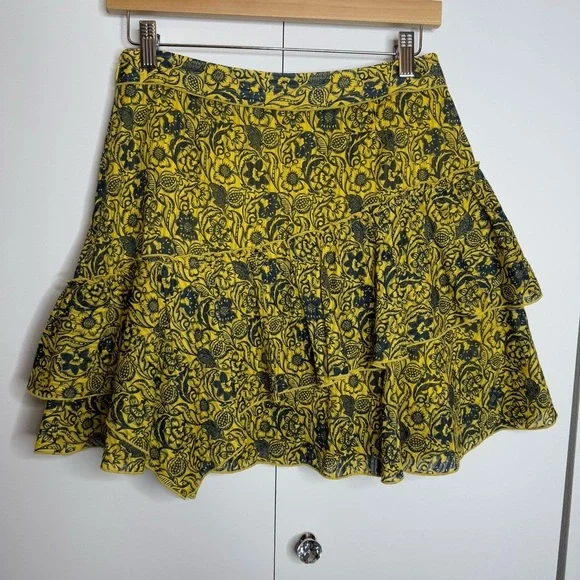 Derek Lam 10 Crosby - Yellow and Navy Ruffle Mini Skirt - size 4 - Picture 4 of 11